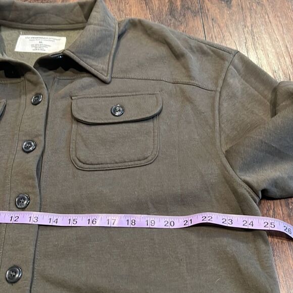 Sweatshirt Project light fleece lined jacket army green in EUC button up - Picture 5 of 8